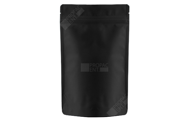 stand pouch zipper black matte aluminium
